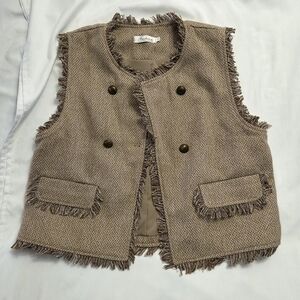 Preppy Tweed Fringe Vest | Academia Bouclé Waistcoat XL